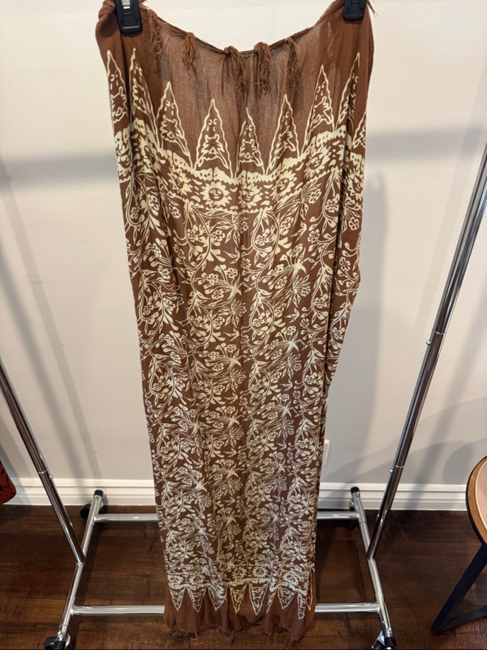 Brown Printed Sarong with Cream Floral Motif